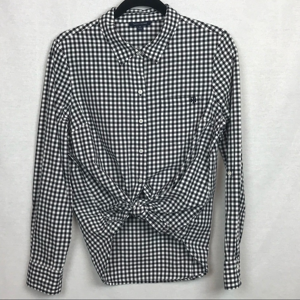 Tommy Hilfiger Med Black Check L/S button down 💋Final Sale